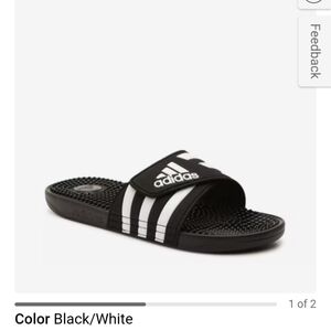 Adidas Mens Black and White Slide Sandals Adissage